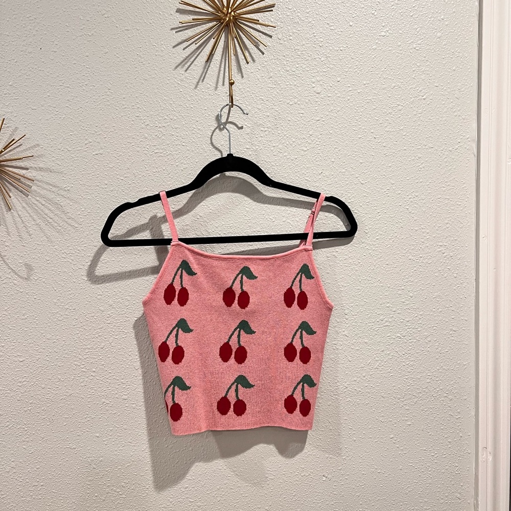Selling cherry tank, soft fabric, size small, crop top